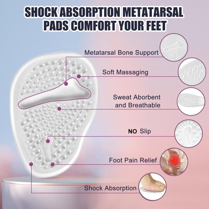 Riootlnm Metatarsal Pads  Ball of Foot Cushions  Heel Pads Inserts for Too Big Shoes  Reduce Foot Pain  No Slip Heel Grips Liners for Loose Shoes  Blisters (Clear) - Image 4